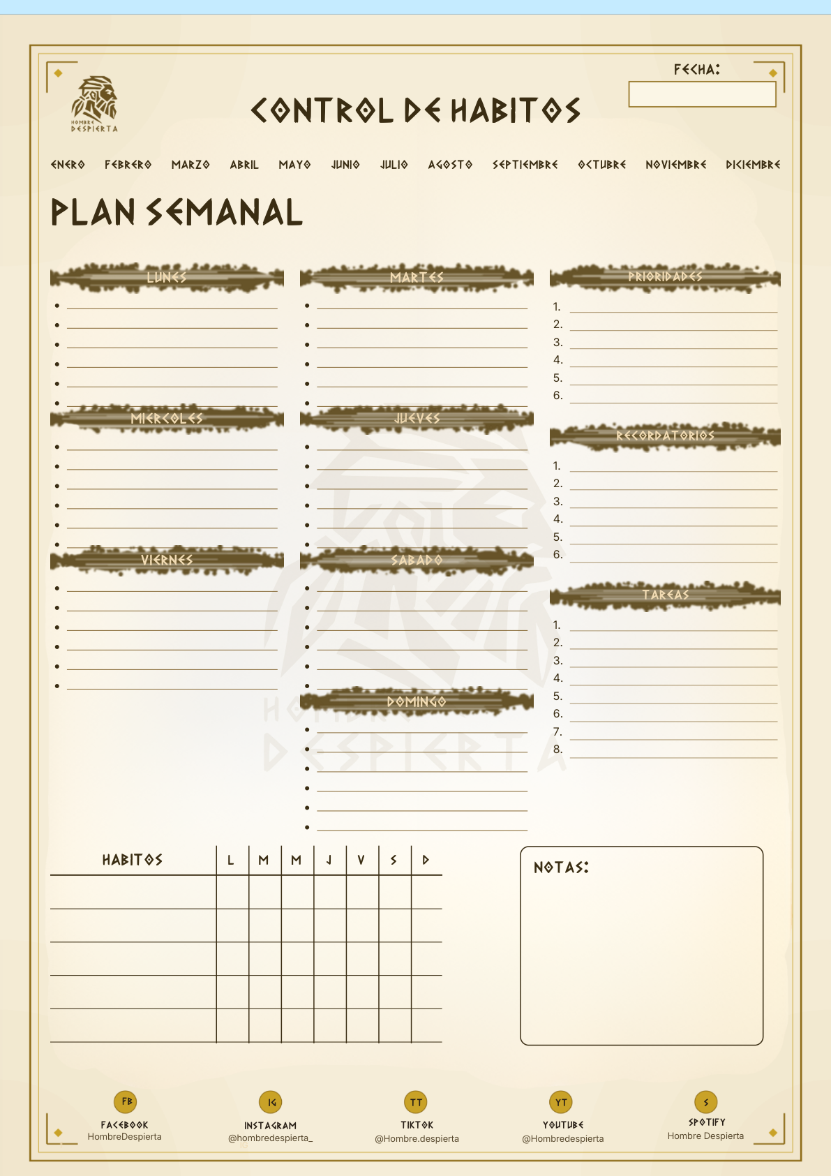 Plan semanal de hábitos